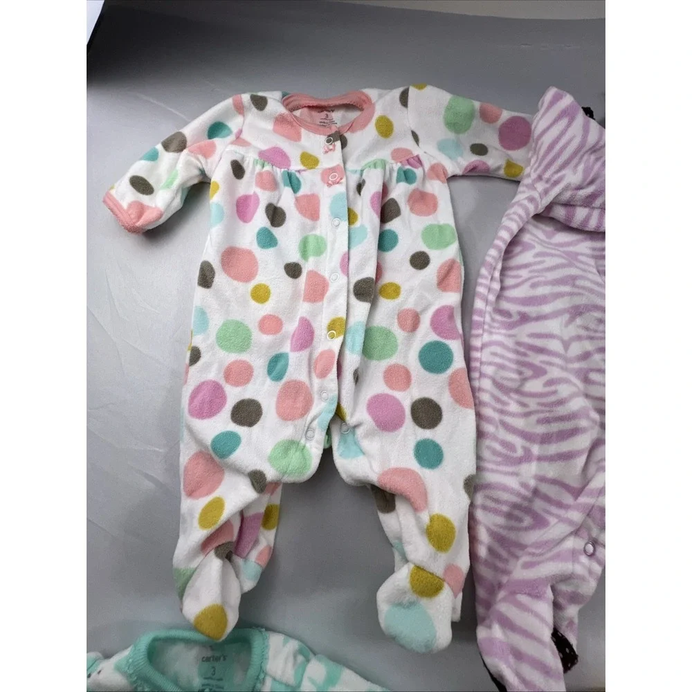 Carters Baby Girl Footed Pajamas Lot 6 Fleece Cotton Sleep Play 3M-6M